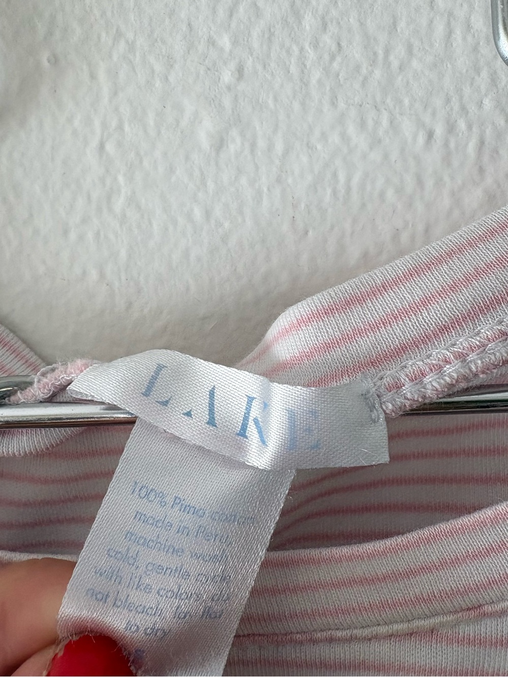 Lake Women's Pajama Set Size Small White/Pink Stripes Short Sleeve Pima Cotton - Picture 5 of 8